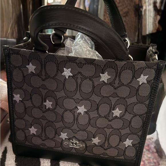 Coach Black Small Tote Bag with Silver Star Design - Picture 7 of 7